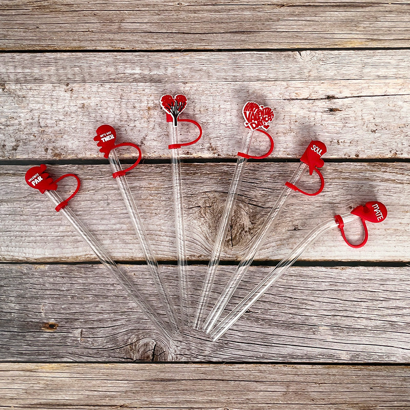 Wholesale 10PCS Valentine's Day Series Silicone Straw Sets